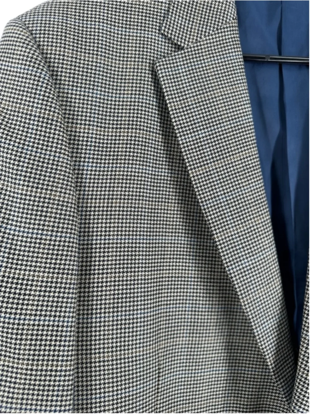 Tommy Hilfiger sports coat Blazer houndstooth wool silk Gold Logo sz 42 Tall